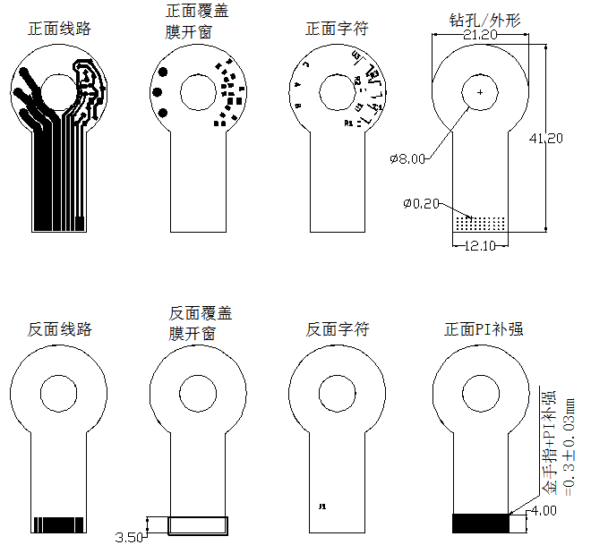 無刷電機柔性線路板分層圖